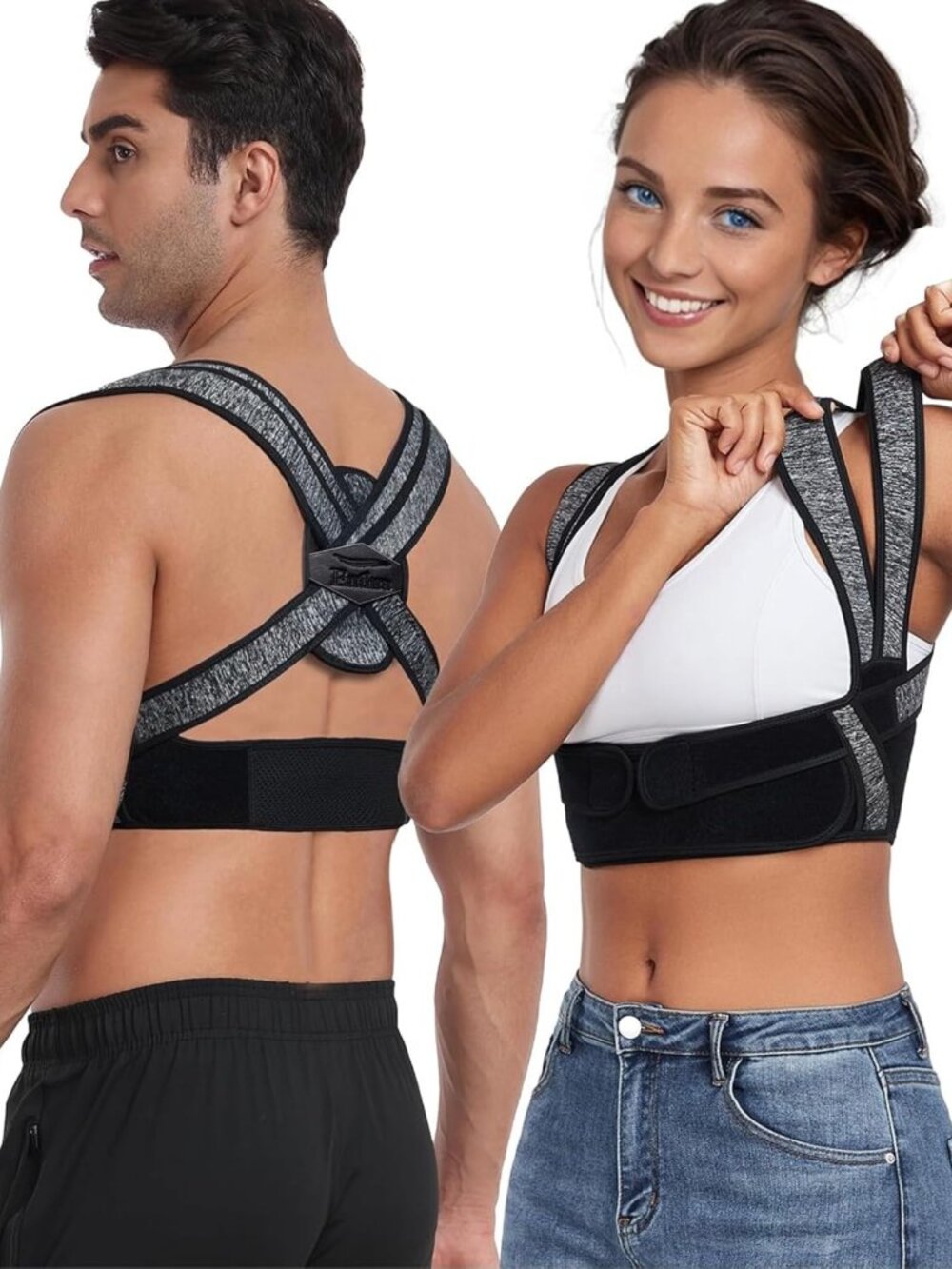 Adjustable Posture Corrector for Men & Women - Bamboo Fiber Back Brace for Pain